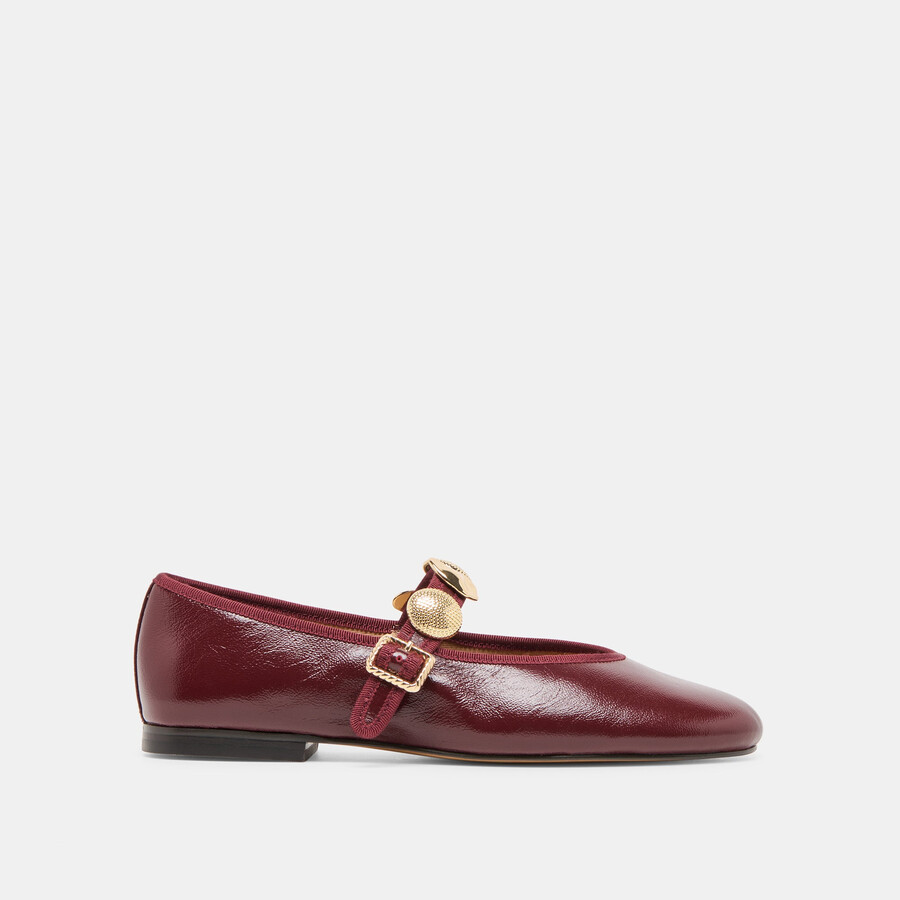 relan ballerinas aus bordeauxrotem leder
