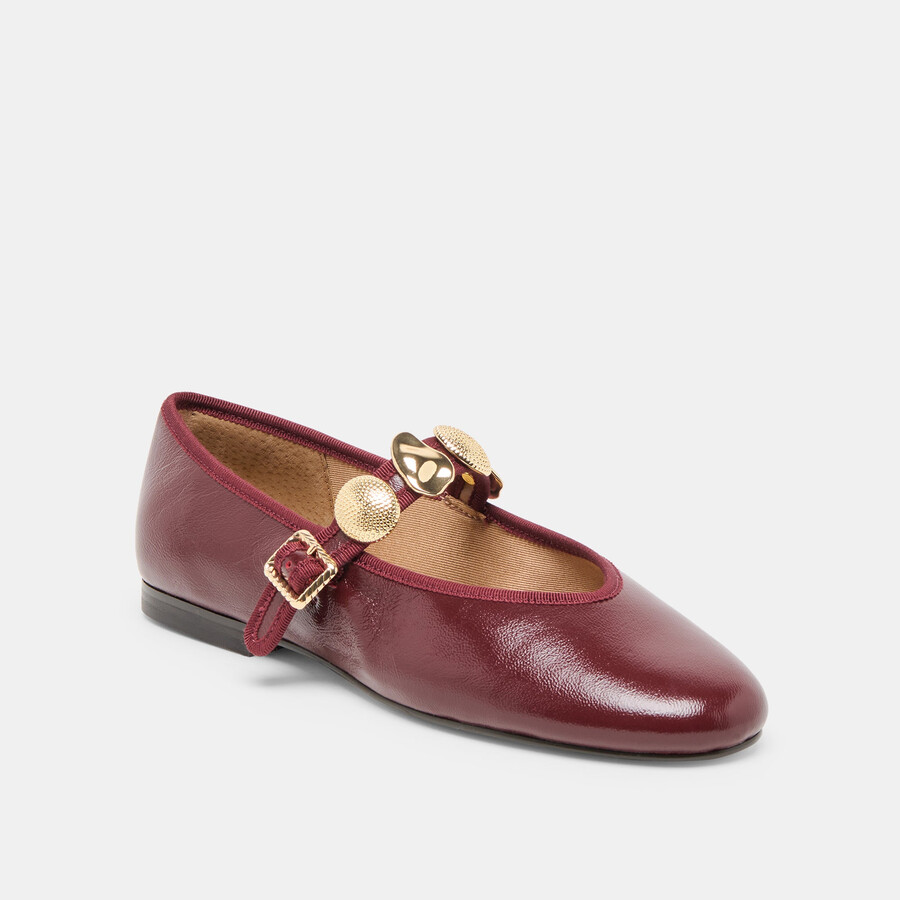 relan ballerinas aus bordeauxrotem leder