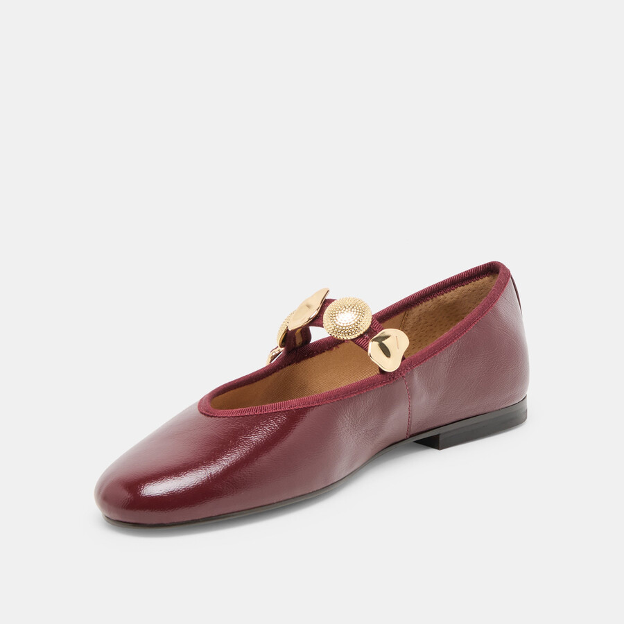 relan ballerinas aus bordeauxrotem leder