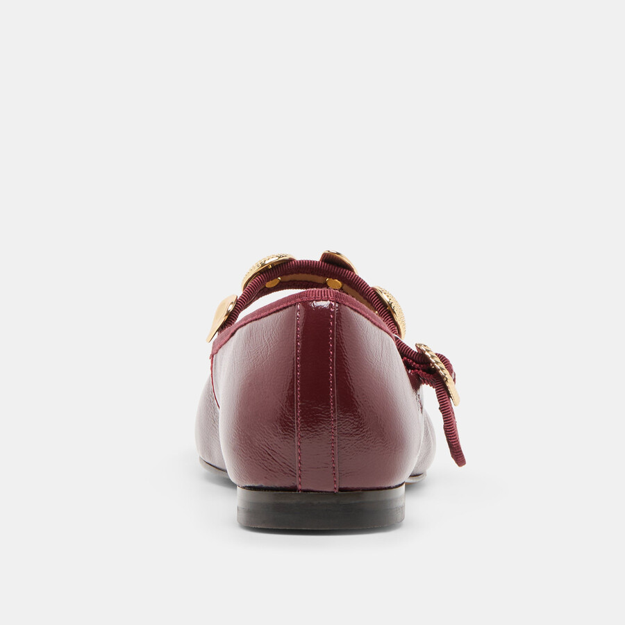 relan ballerinas aus bordeauxrotem leder