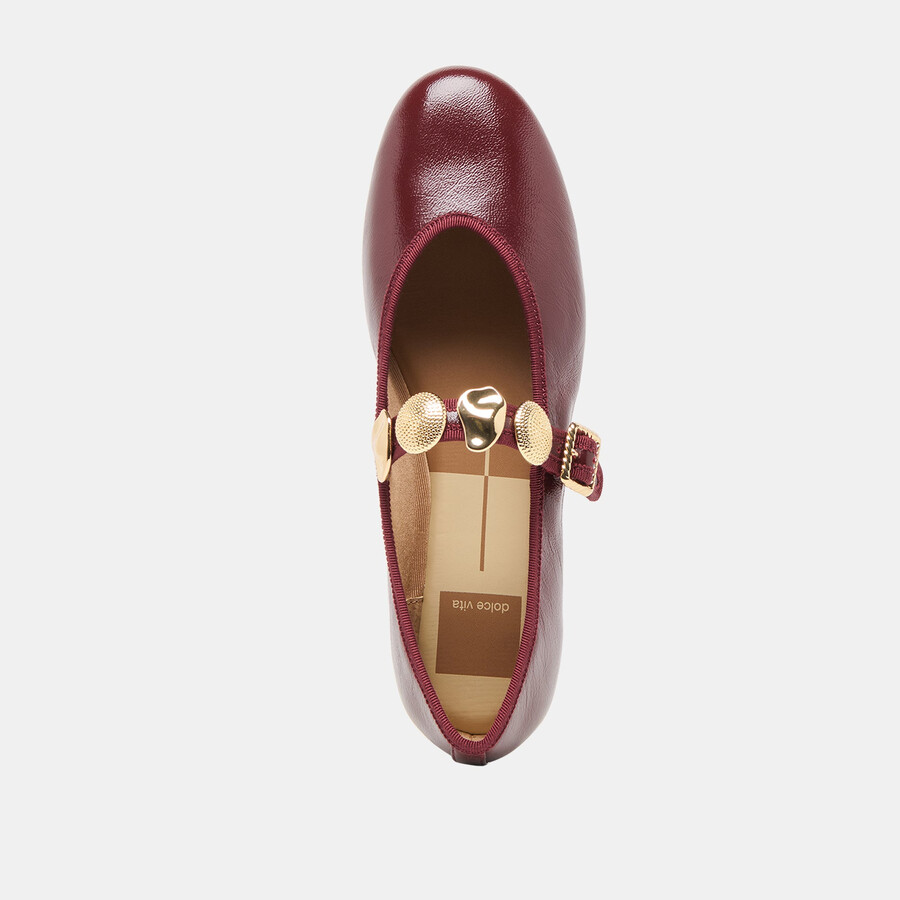 relan ballerinas aus bordeauxrotem leder