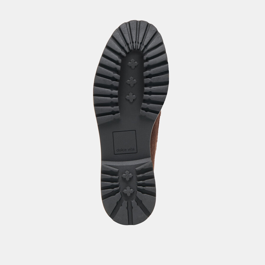 merek loafer dunkelbraunes wildleder