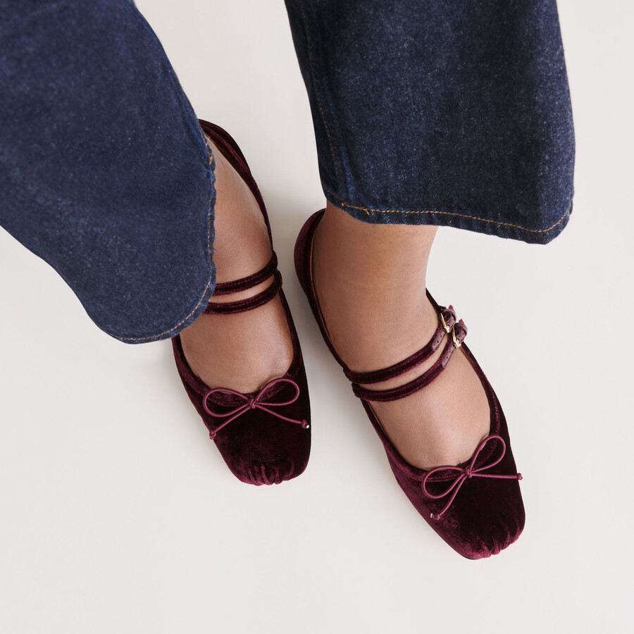 gibsen ballerinas burgunderroter samt