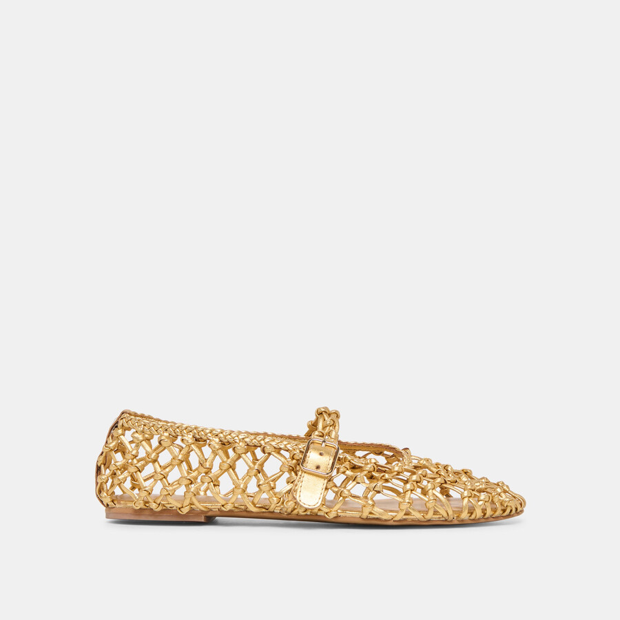 clair ballerinas goldfarben gewebtes leder