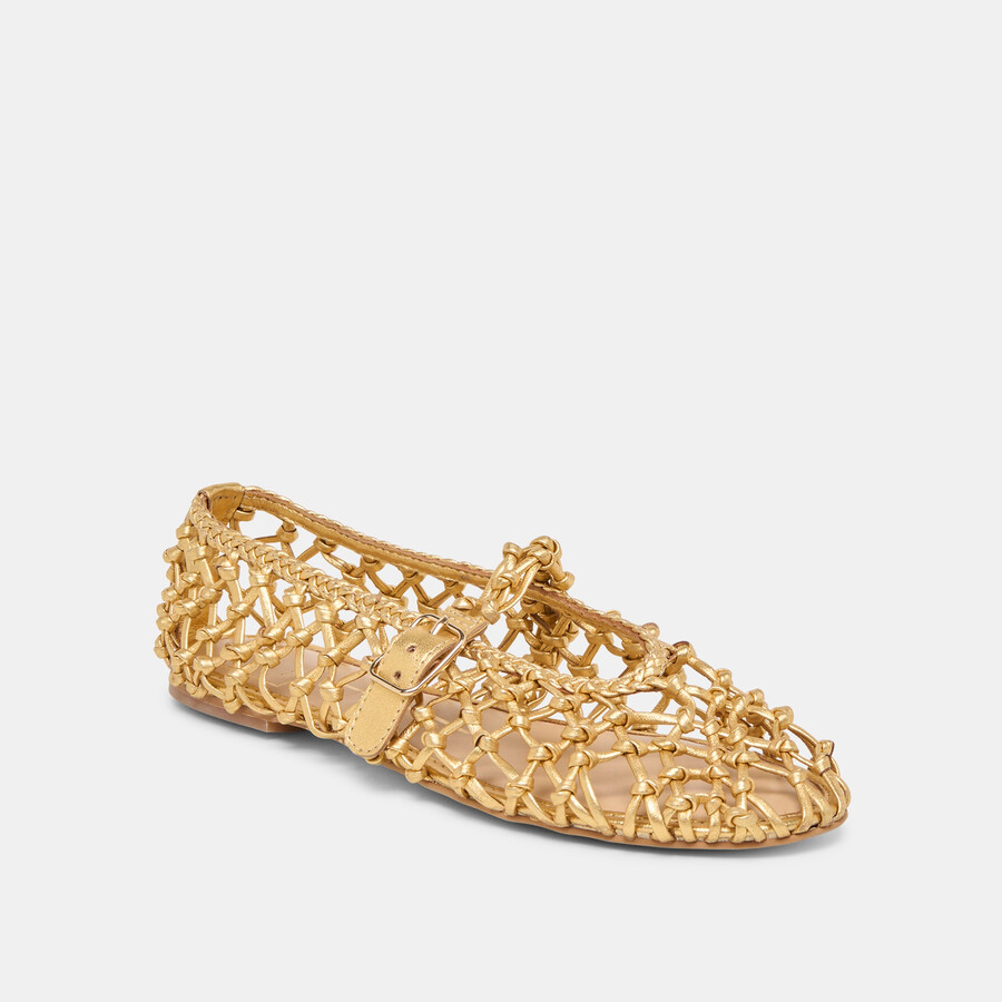 clair ballerinas goldfarben gewebtes leder