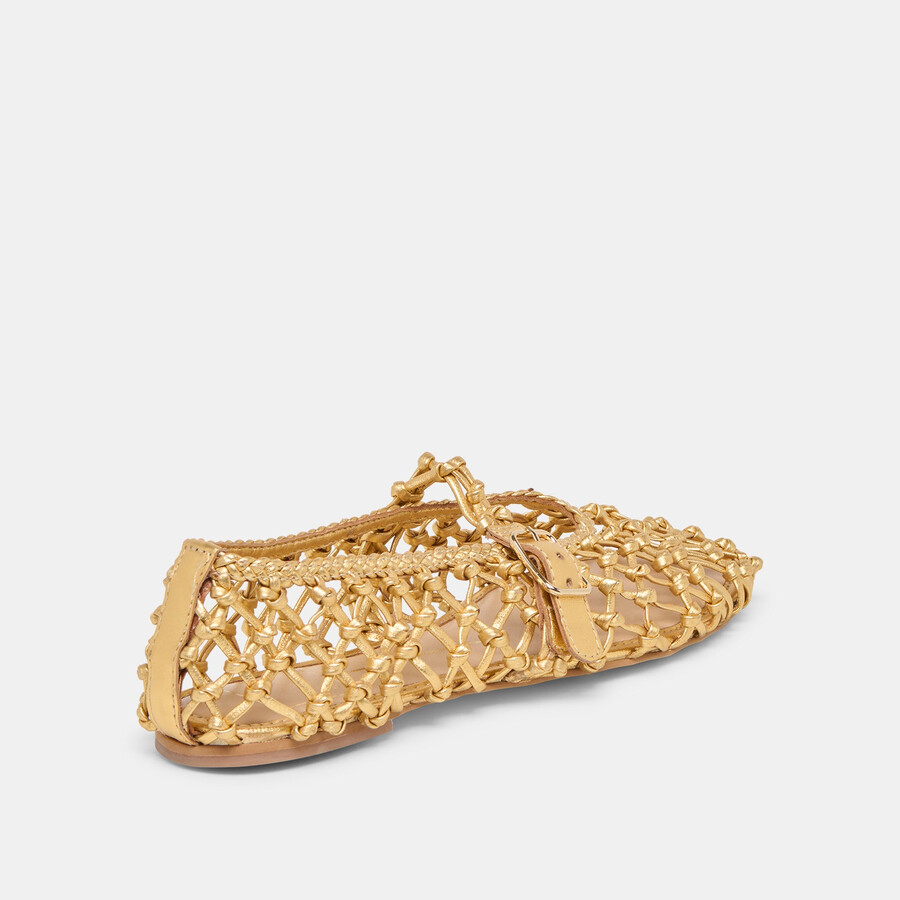 clair ballerinas goldfarben gewebtes leder
