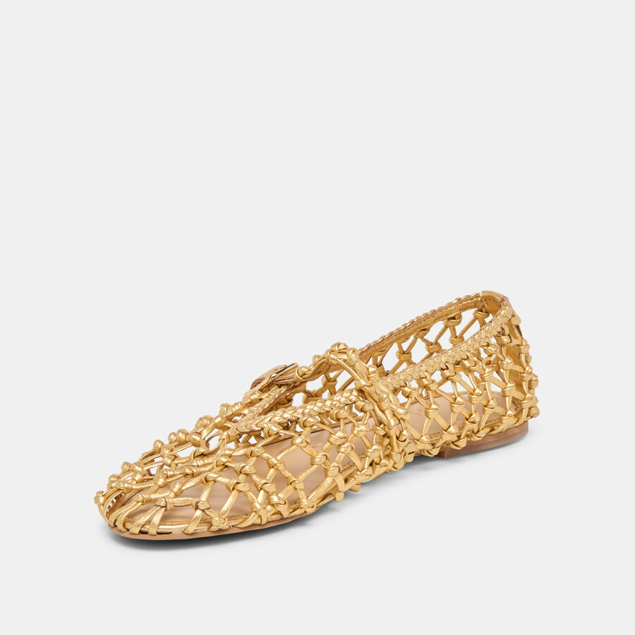 clair ballerinas goldfarben gewebtes leder