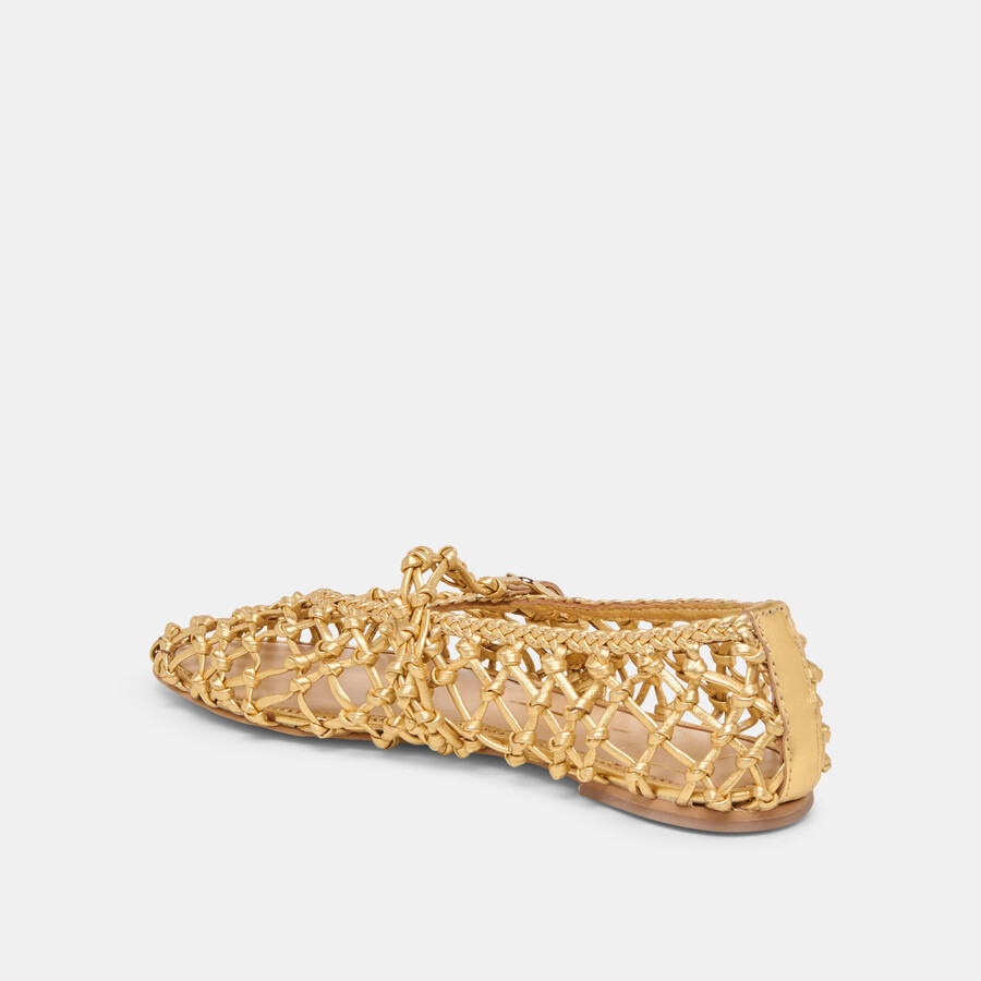 clair ballerinas goldfarben gewebtes leder