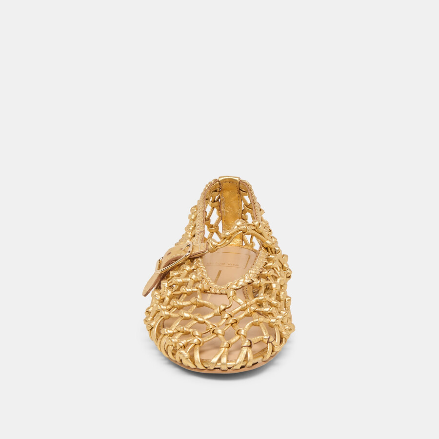 clair ballerinas goldfarben gewebtes leder