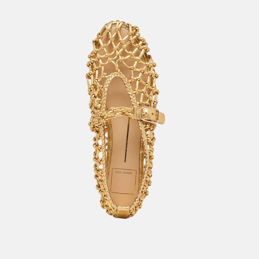 clair ballerinas goldfarben gewebtes leder