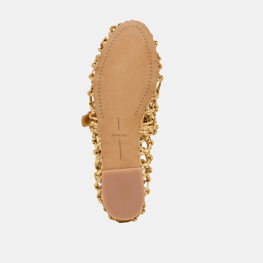 clair ballerinas goldfarben gewebtes leder