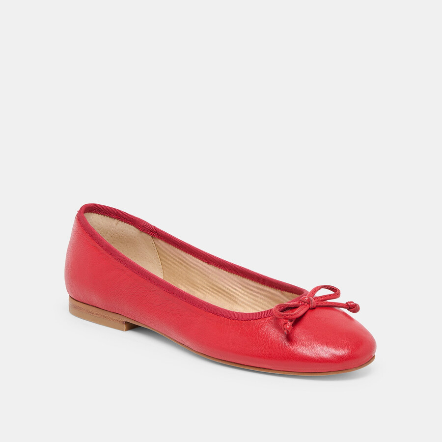 ritla ballerinas aus kirschrotem leder