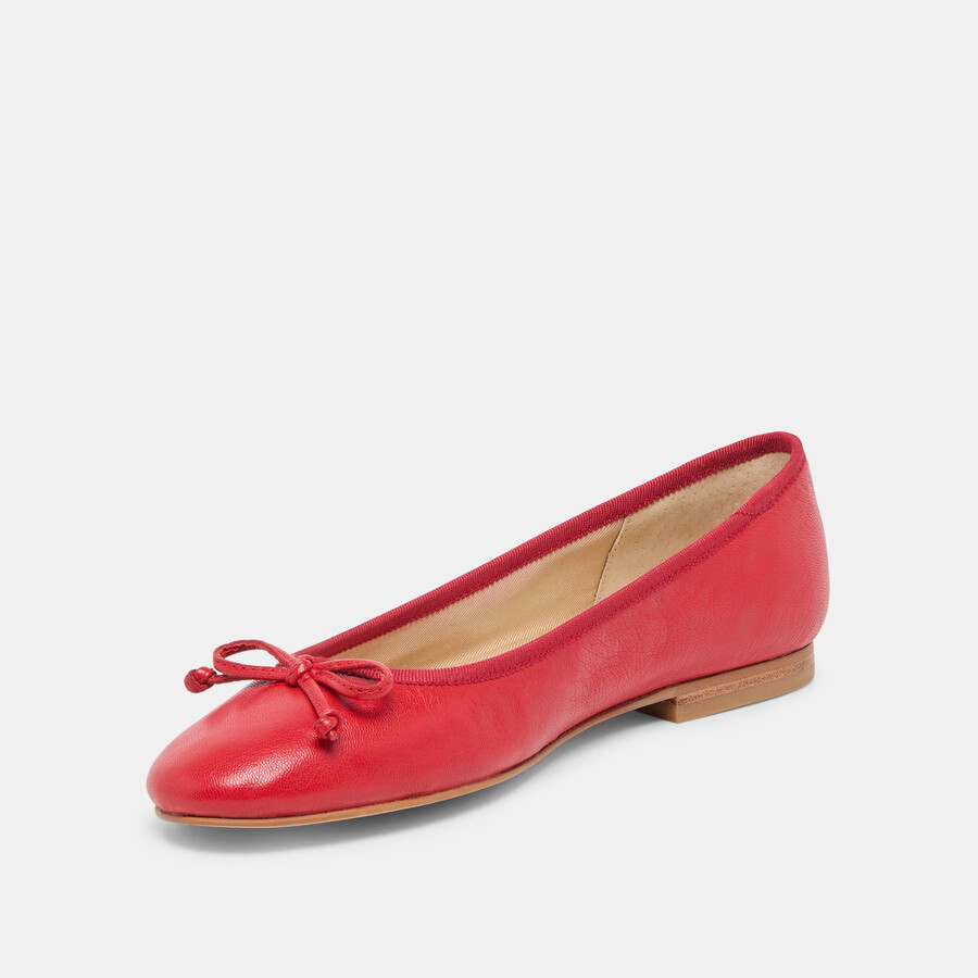 ritla ballerinas aus kirschrotem leder