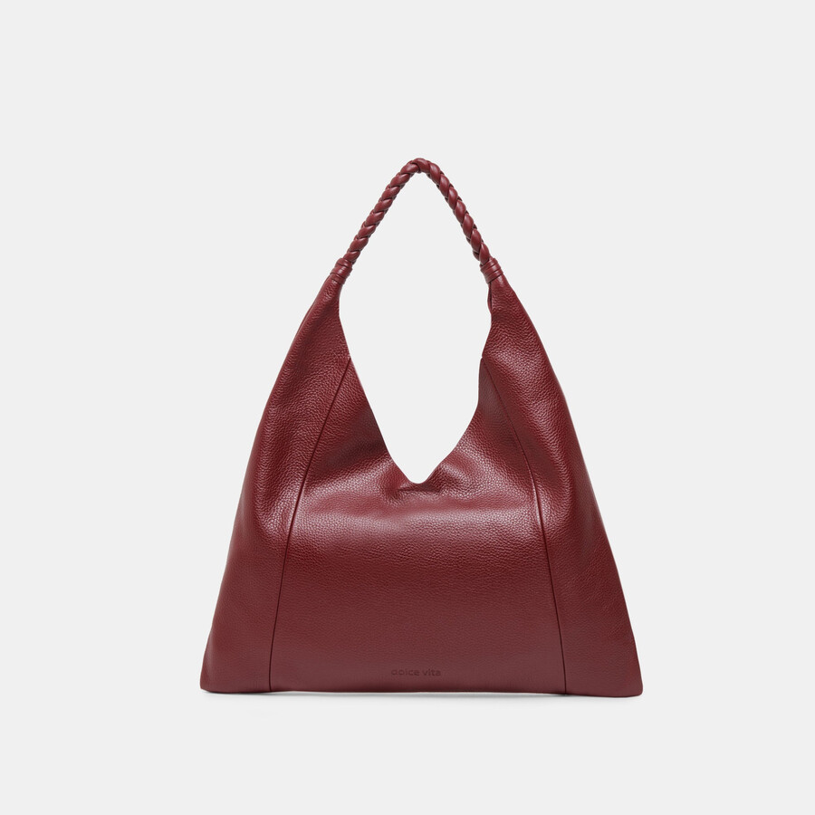 mia tote aus weinrotem leder
