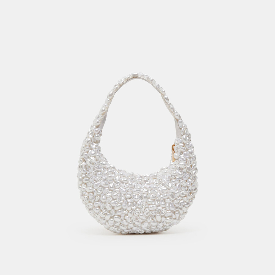 pearla schultertasche weiß kunstperle