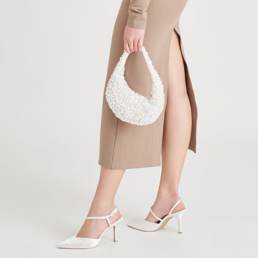 pearla schultertasche weiß kunstperle