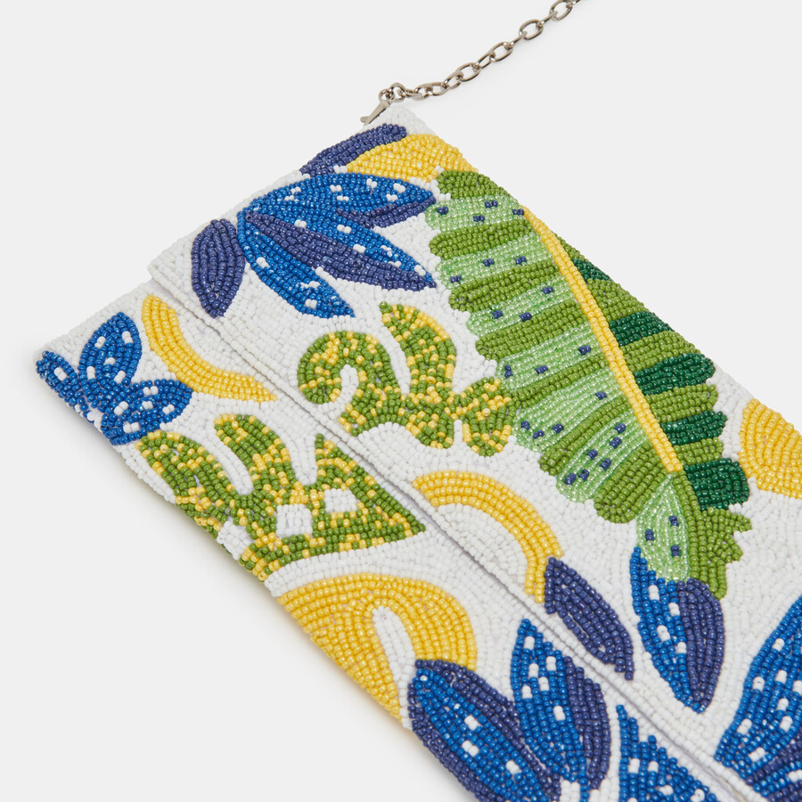 amalfi clutch blau mehrfarbig perlen