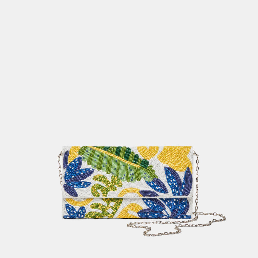 amalfi clutch blau mehrfarbig perlen