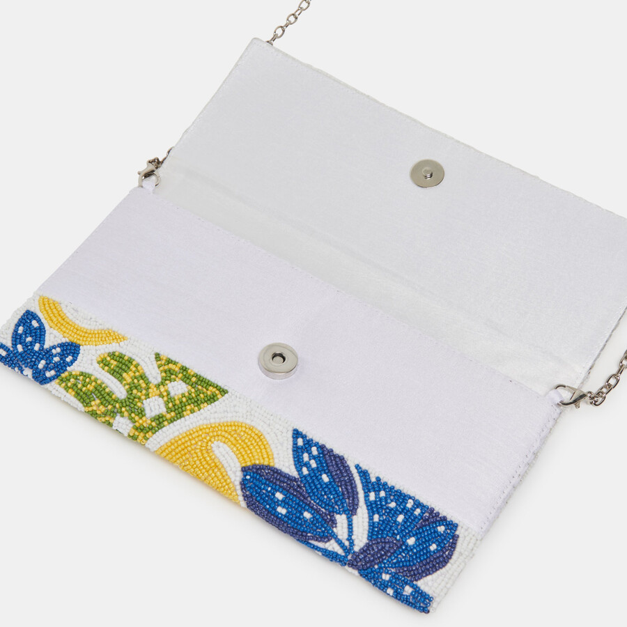amalfi clutch blau mehrfarbig perlen