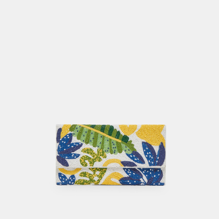 amalfi clutch blau mehrfarbig perlen