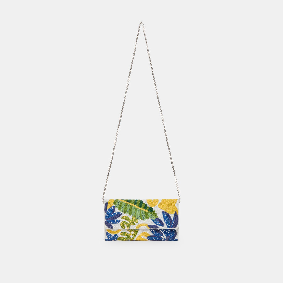 amalfi clutch blau mehrfarbig perlen