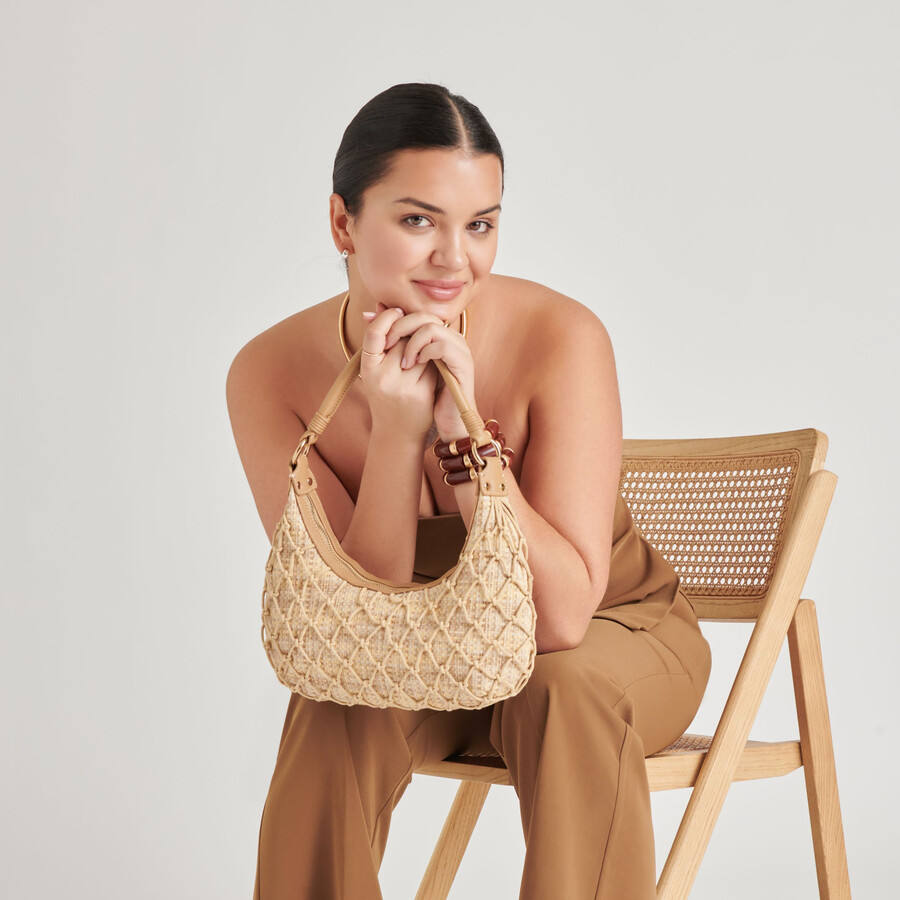 positano schultertasche aus natürlichem raffia