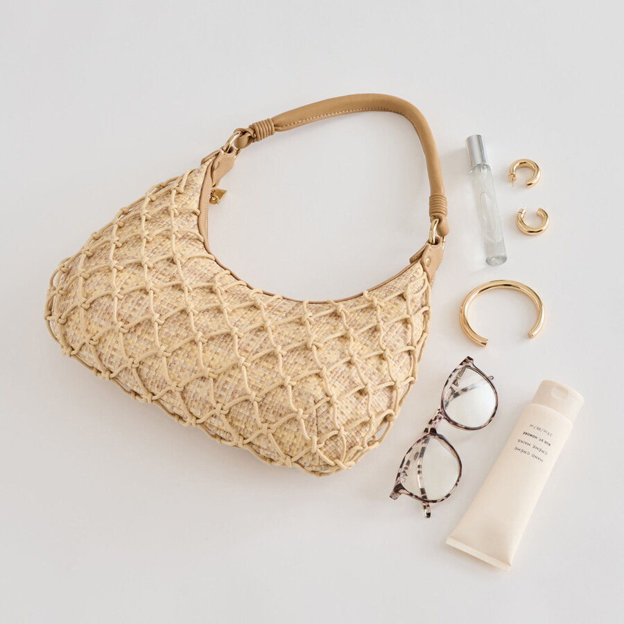 positano schultertasche aus natürlichem raffia