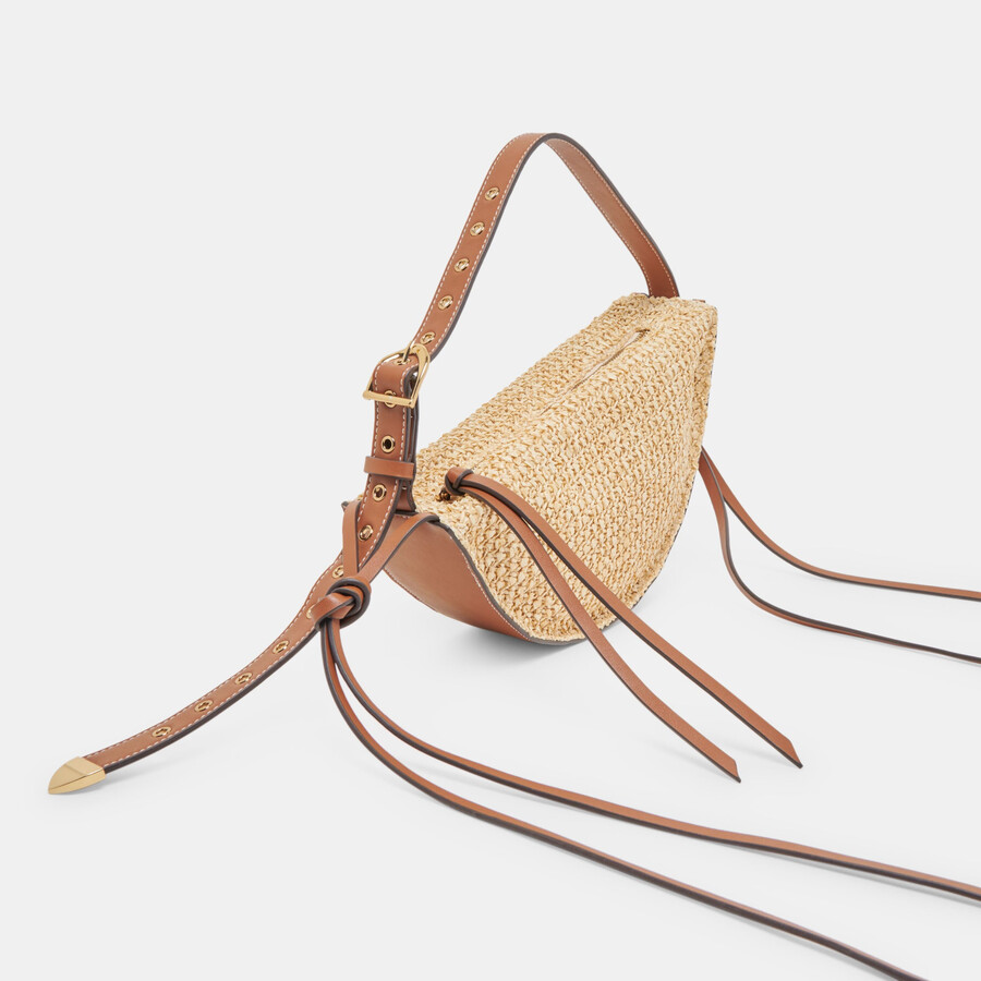 monaco schultertasche aus natürlichem raffia