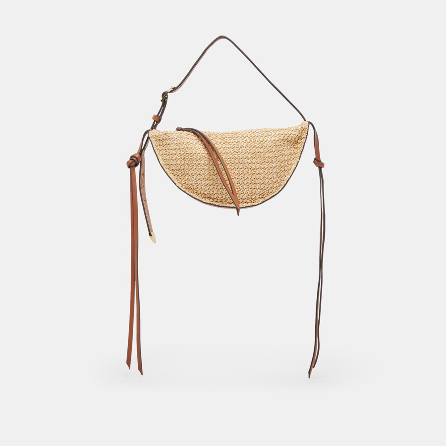 monaco schultertasche aus natürlichem raffia