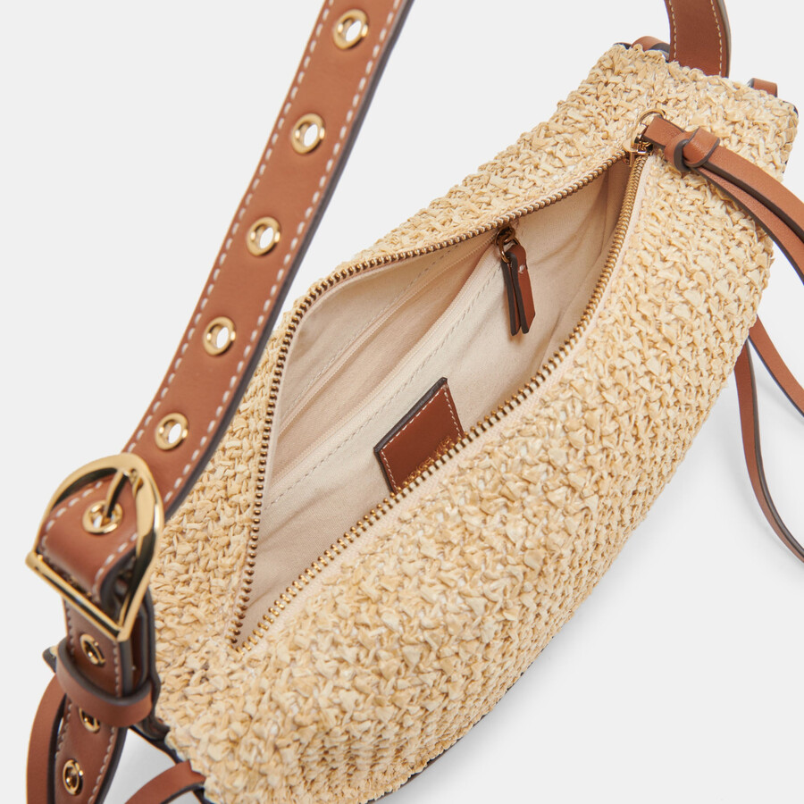 monaco schultertasche aus natürlichem raffia