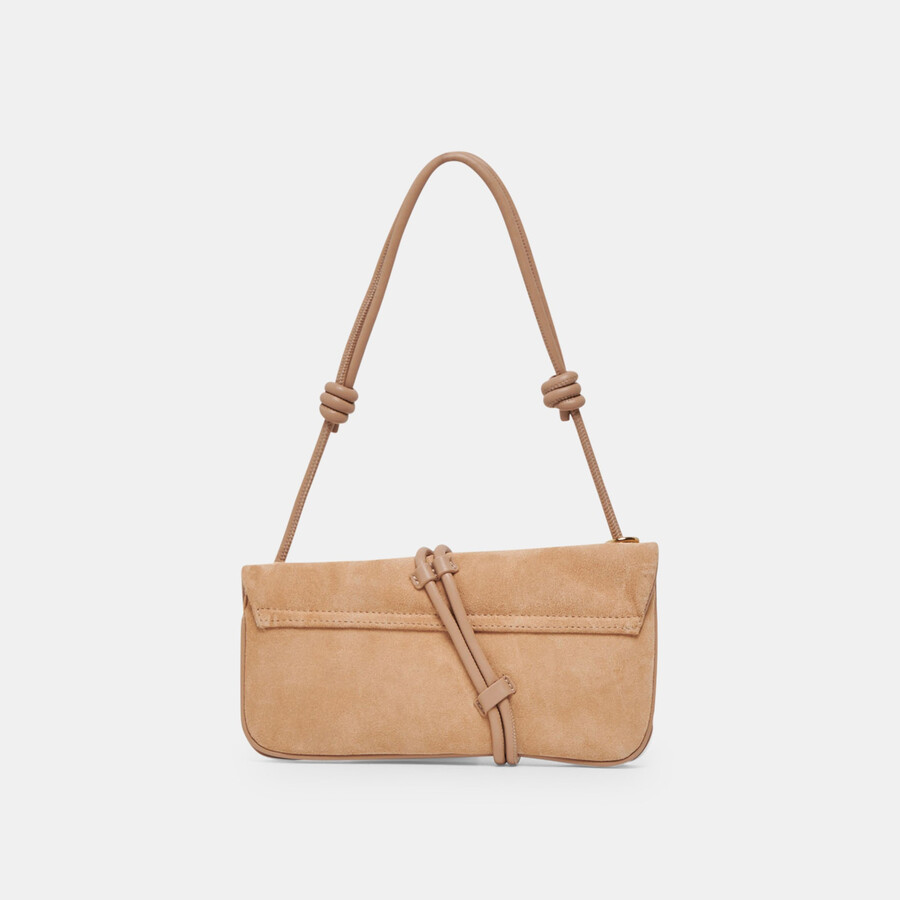 alice schultertasche aus beigefarbenem wildleder