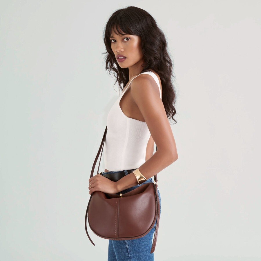 burano crossbody aus braunem leder