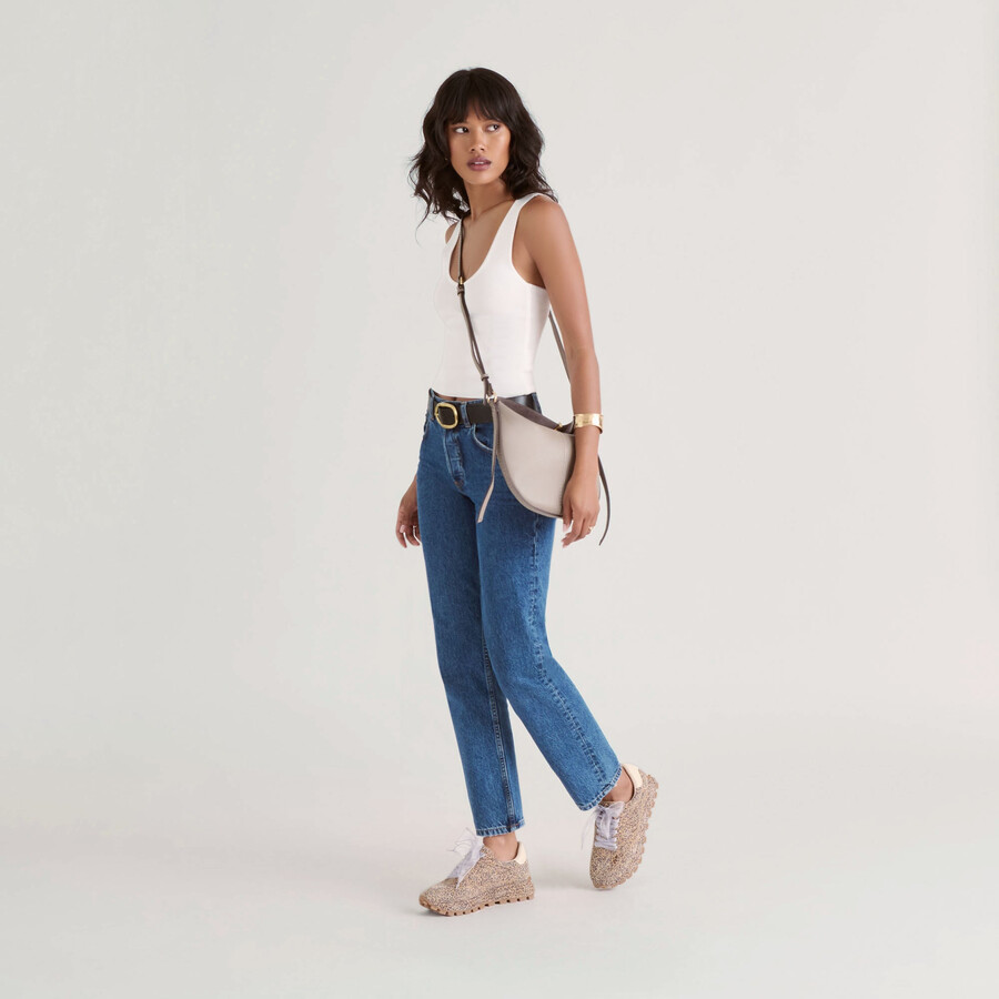 burano crossbody aus grauem leder