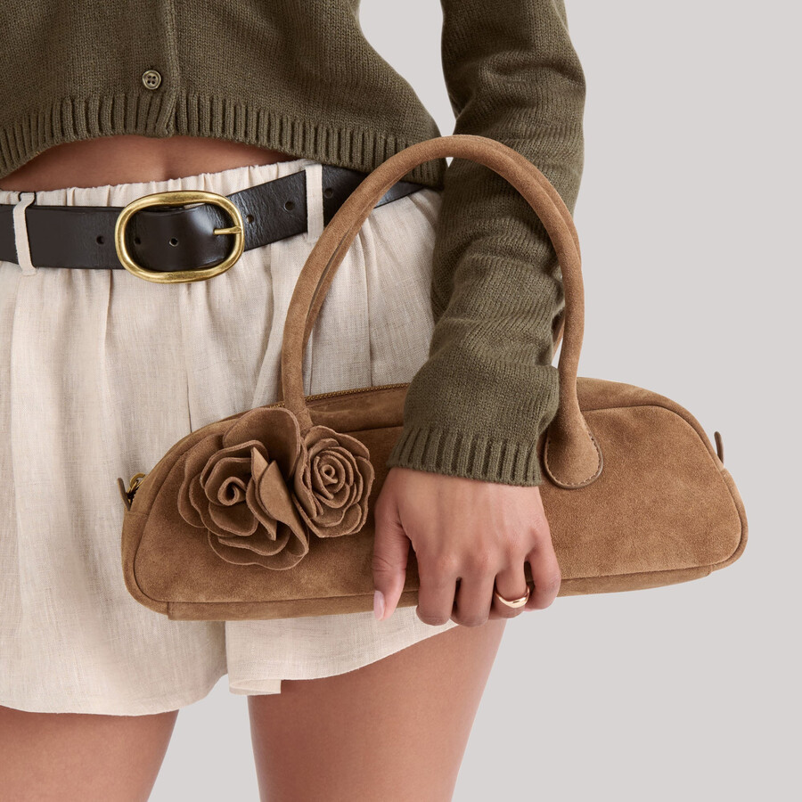 boracay schultertasche aus braunem wildleder