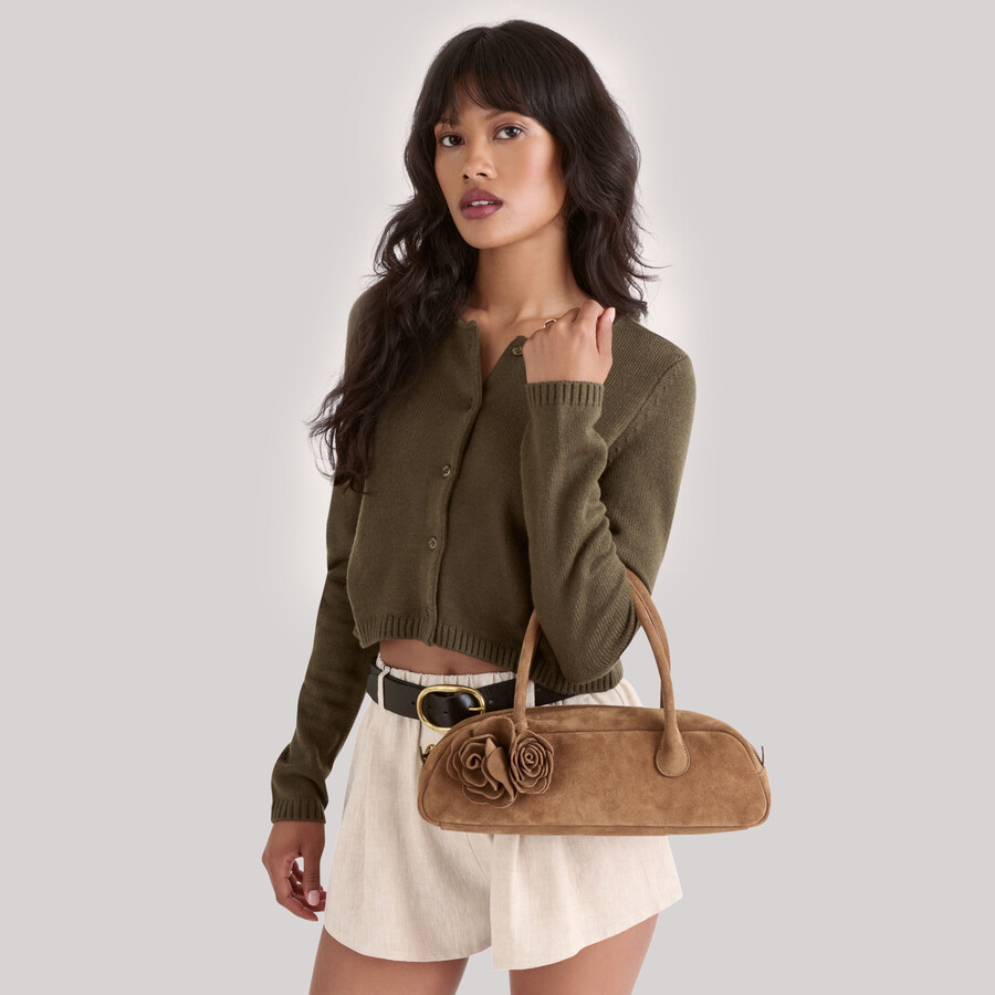 boracay schultertasche aus braunem wildleder