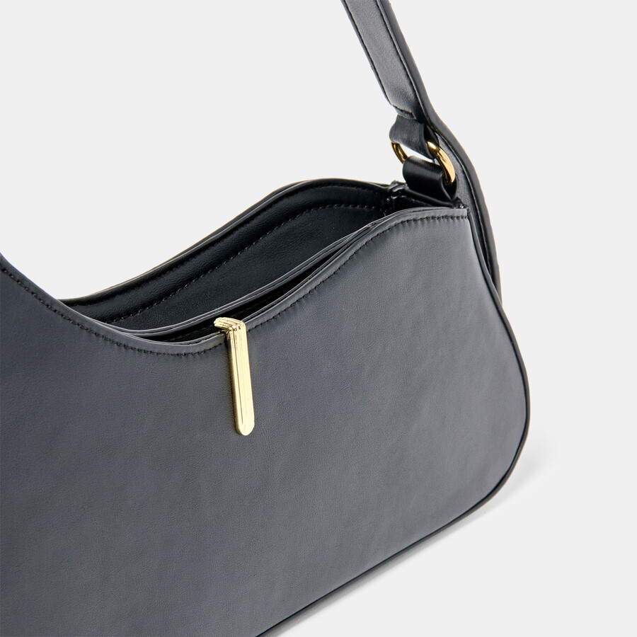 prya schultertasche aus schwarzem leder