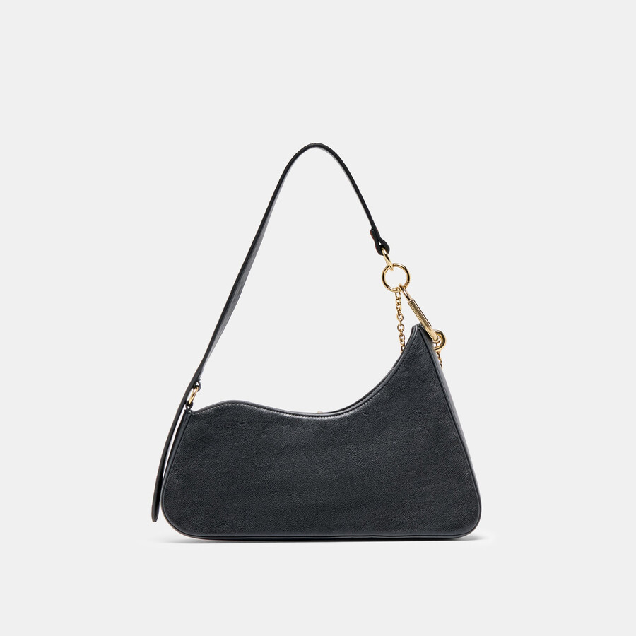 prya schultertasche aus schwarzem leder