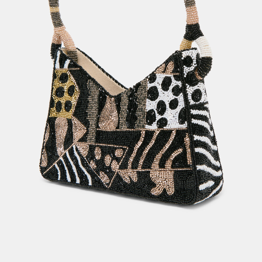 amelia schultertasche dunkel multi perlenbesetzt