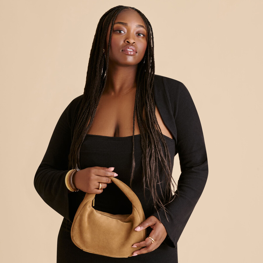 frankie handtasche aus braunem wildleder