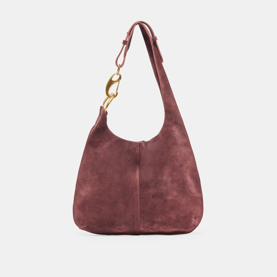johnnie schultertasche burgunderrotes wildleder