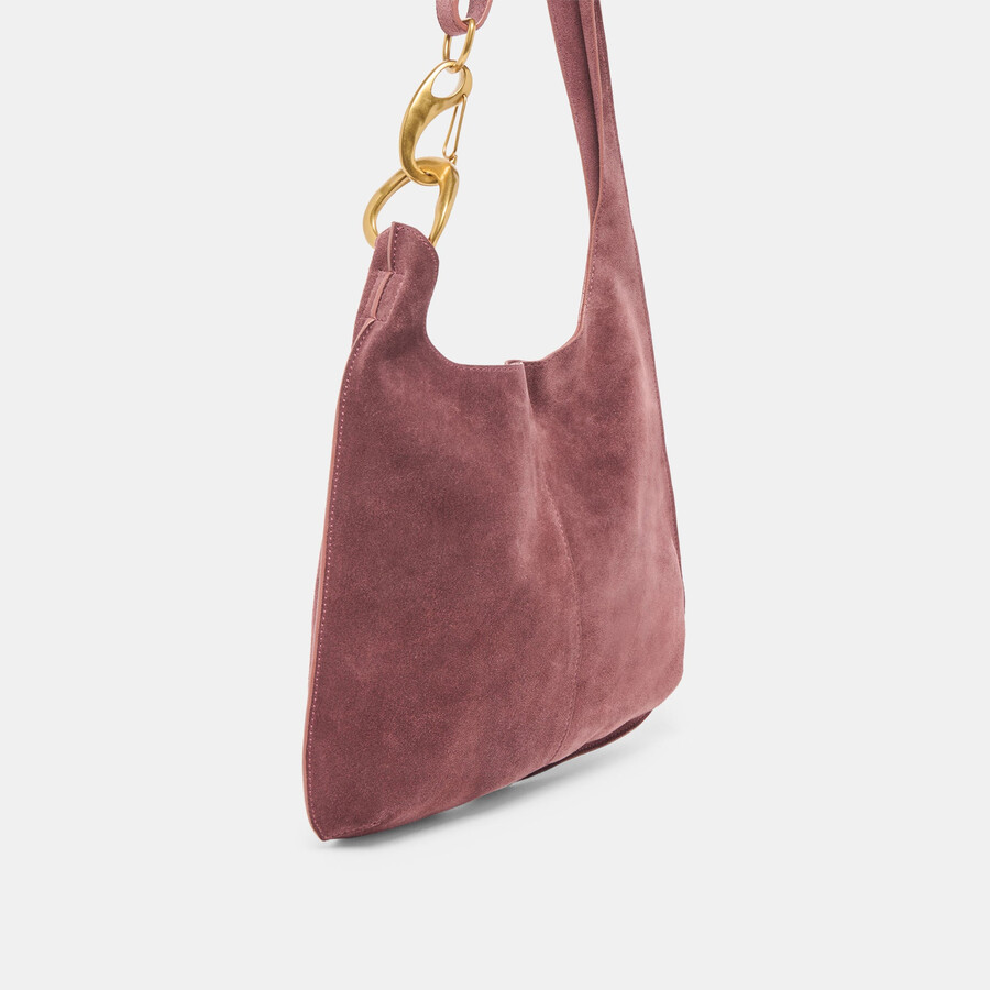 johnnie schultertasche burgunderrotes wildleder