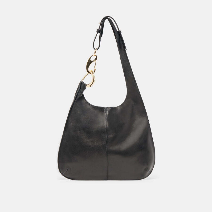 johnnie schultertasche aus schwarzem leder