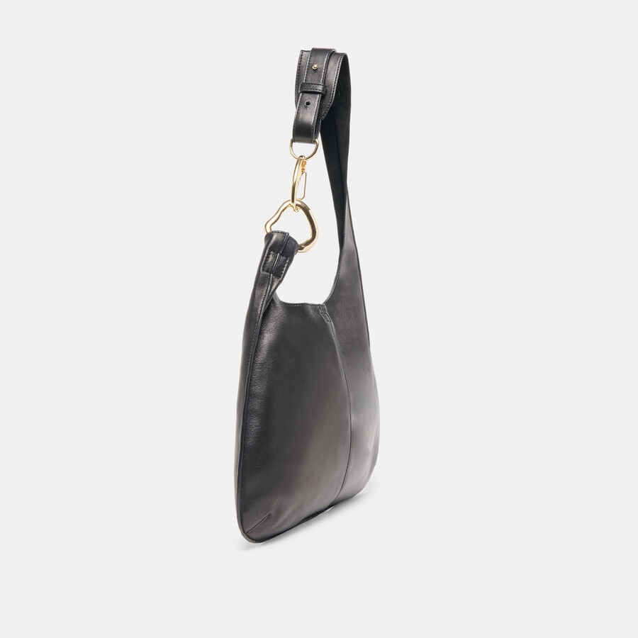 johnnie schultertasche aus schwarzem leder
