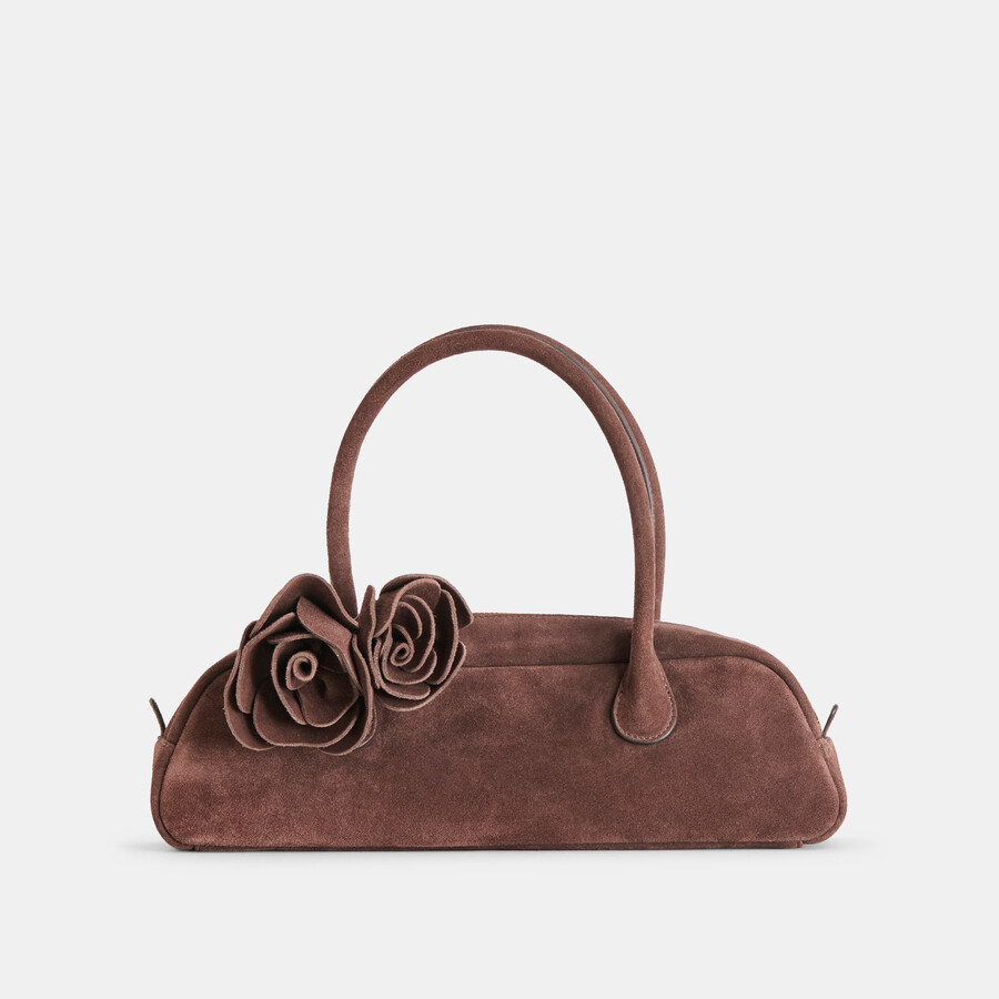 boracay schultertasche aus schokoladenbraunem wildleder