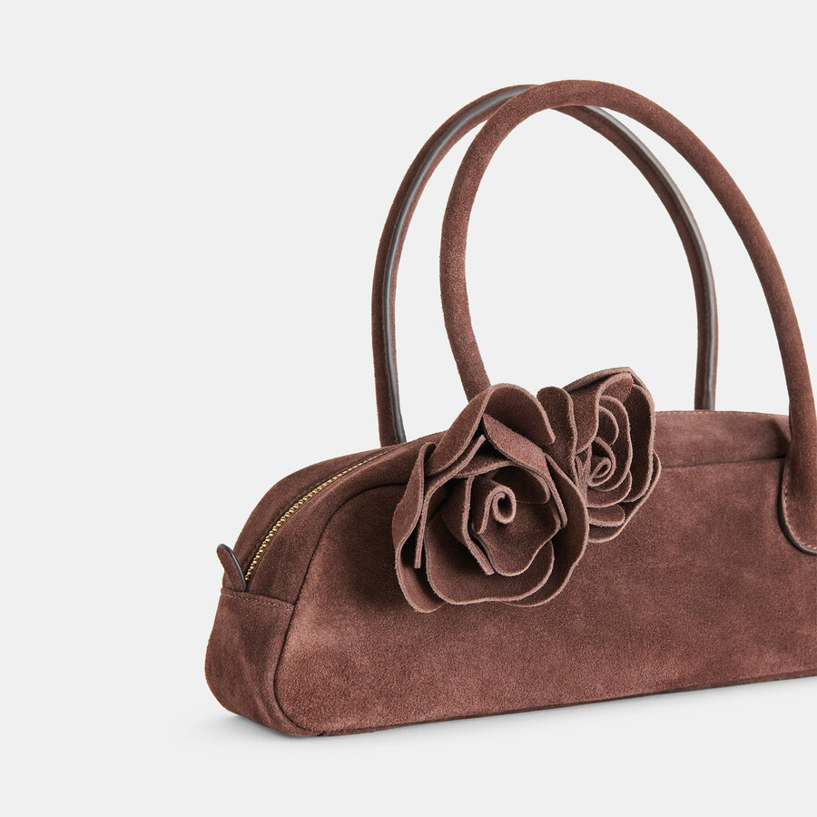 boracay schultertasche aus schokoladenbraunem wildleder