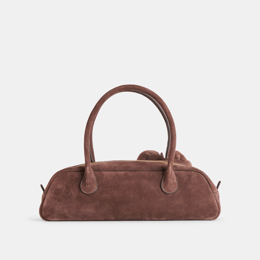 boracay schultertasche aus schokoladenbraunem wildleder