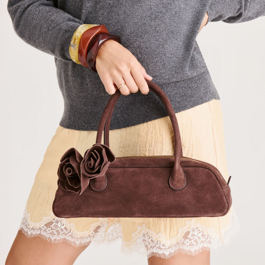 boracay schultertasche aus schokoladenbraunem wildleder