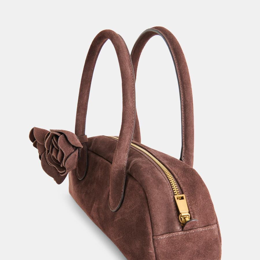 boracay schultertasche aus schokoladenbraunem wildleder