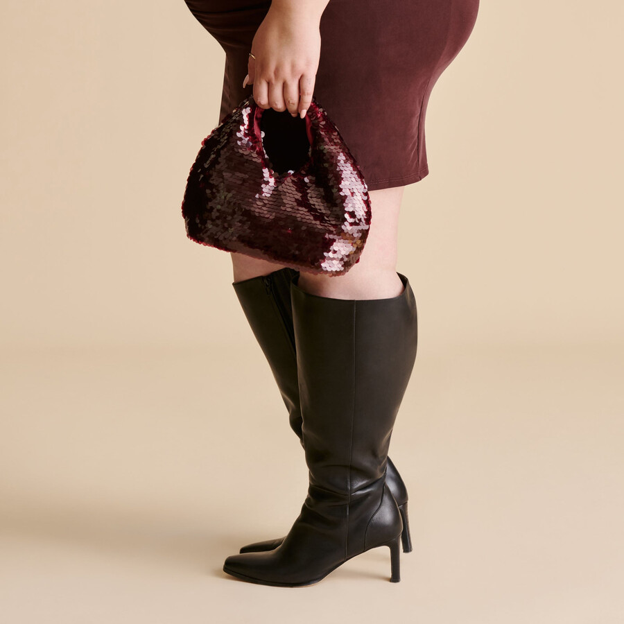 dahlia paillettenhandtasche burgunderrot