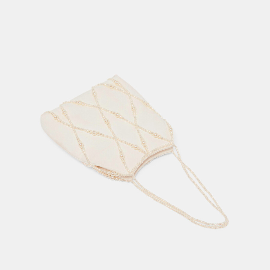 serilda pearl handtasche elfenbein satin